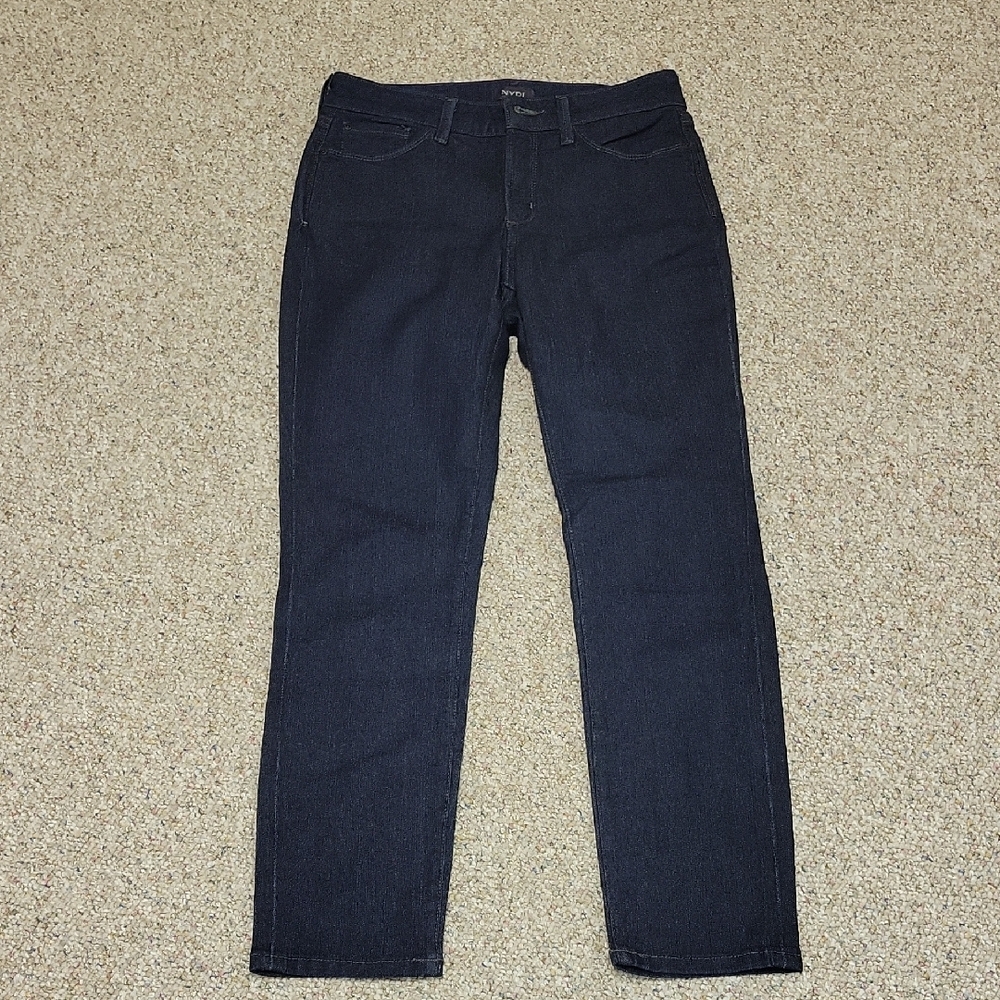 NYJD Alina Convertible Ankke Dark Blue Denim Jeans, Sz 6 Lift X Tuck Technology